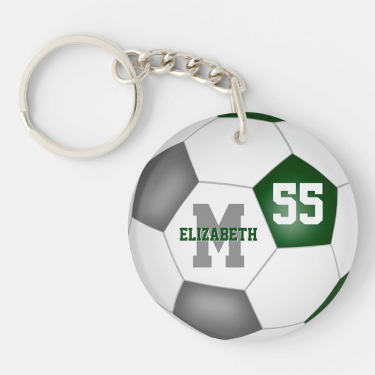 groen grijs schoolteam kleuren jongens voetbal sleutelhanger (Voorkant)