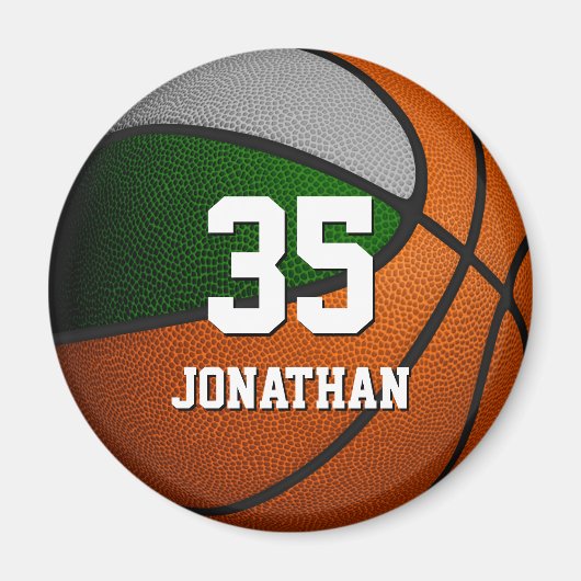 groen grijs sportteam kleuren tiener basketbal magneet (Voorkant)