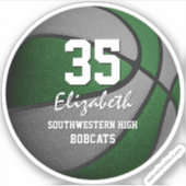 Groen grijs team kleuren jongens basketbal sticker (Voorkant)