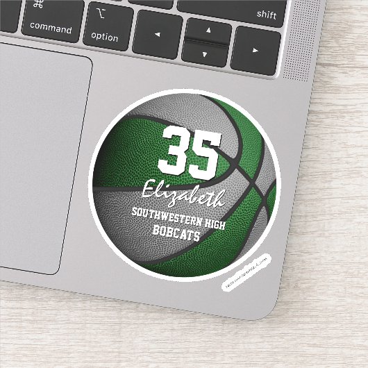 Groen grijs team kleuren jongens basketbal sticker (Detail)