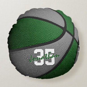 groen grijs team kleuren jongens basketbaldecor rond kussen