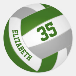 groen grijs team kleuren jongens volleyball ronde sticker