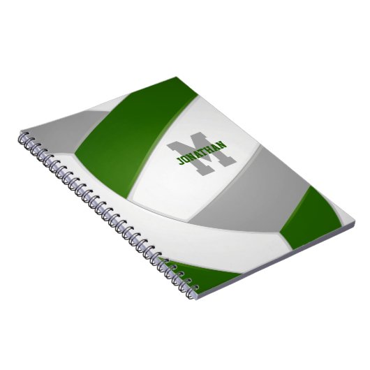 groen grijs team kleuren meisjes volleybal notitieboek (Rechterzijde)