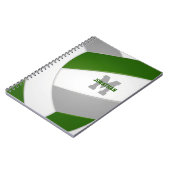groen grijs team kleuren meisjes volleybal notitieboek (Linkerzijde)