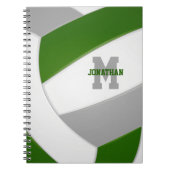groen grijs team kleuren meisjes volleybal notitieboek (Voorkant)