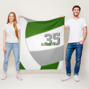 Groen grijs team kleuren volleybal atleet naam fleece deken
