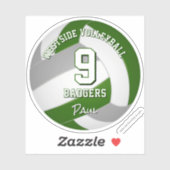 Groen Grijs Team Kleuren Volleybalspeler Sticker (Vel)