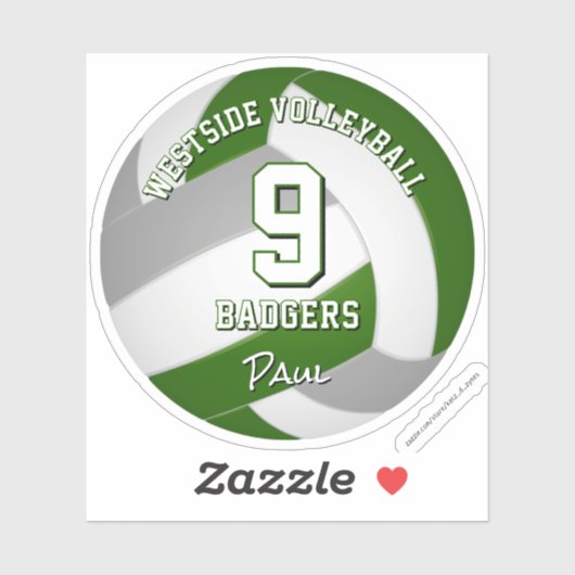 Groen Grijs Team Kleuren Volleybalspeler Sticker (Vel)