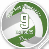 Groen Grijs Team Kleuren Volleybalspeler Sticker (Voorkant)
