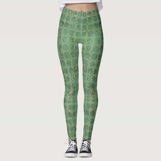 Groen Grijs Tegel LegginGgs Leggings (Voorkant)
