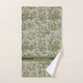  groen grijs toile de jouy bedrukt bad handdoek (Handdoek)
