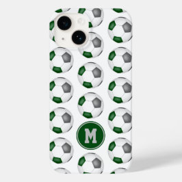 Groen grijs voetballen patroon monogram Case-Mate iPhone 14 hoesje