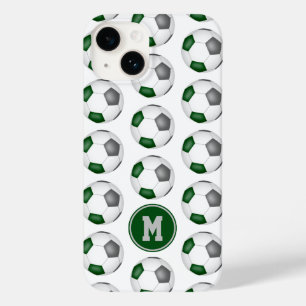 Groen grijs voetballen patroon monogram Case-Mate iPhone 14 hoesje