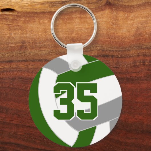 Groen grijs volleybal team kleuren sleutelhanger (Voorkant)