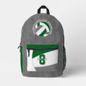 Groen Grijs Volleybal Team Kleuren Team Naam Bedrukte Rugzak (Voorkant)