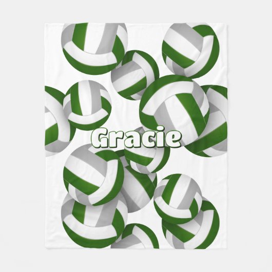 Groen Grijs Volleyballen Meisjes Sportkamer Decor Fleece Deken (Voorkant)