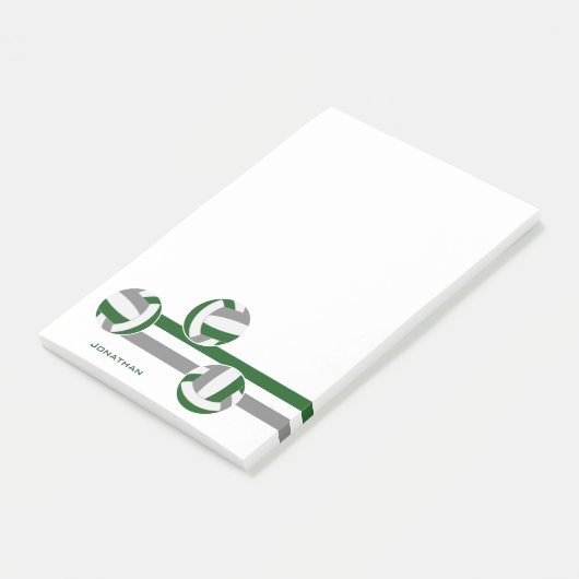 Groen Grijs Volleyballen Strepen Speler Naam Post-it® Notes (Schuin)