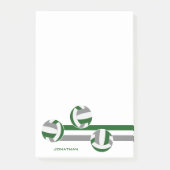 Groen Grijs Volleyballen Strepen Speler Naam Post-it® Notes (Voorkant)