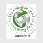 Groen Grijs Volleybalveld Mijn Gelukkige Plaats Sticker (Vel)