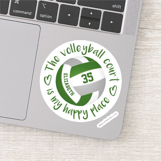 Groen Grijs Volleybalveld Mijn Gelukkige Plaats Sticker (Detail)