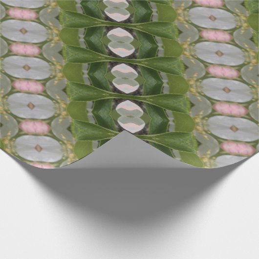 groen grijs wit en roze koraal patterned cadeaupapier (Hoek)