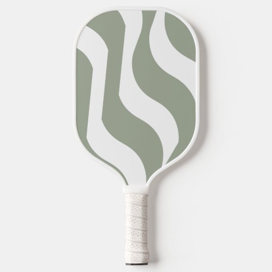 Groen Grijs Wit Wavy Moderne Pickleball Paddle (Voorkant)