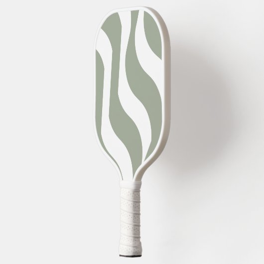 Groen Grijs Wit Wavy Moderne Pickleball Paddle (Links)