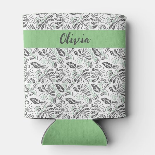  Groen Grijs Zomertijd Batik Blikjeskoeler (Achterkant)