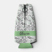  Groen Grijs Zomertijd Batik Flesjeskoeler (Achterkant)