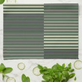 Groen, Grijs, Zwart, Crème Strepen Theedoek (Gevouwen)