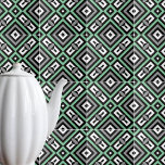 Groen grijs zwart wit op Geometrische striptekenin Tegeltje<br><div class="desc">Moderne en coole decoratieve tegel met een naadloos kunstpatroon op de bovenkant in groen,  grijs,  zwart en wit.</div>