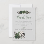 Groen Grijze Bloemrijke Schedel Rozen Ierse Bruilo Bedankkaart (Voorkant)