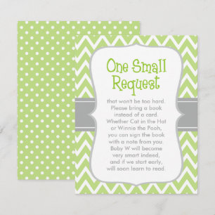 Groen Grijze Chevron Boek Verzoek Baby Shower Kaar Kaart