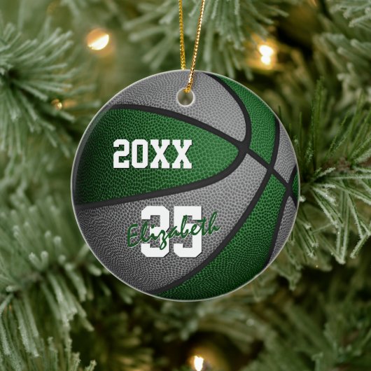 groen grijze jongens team kleuren basketbal keramisch ornament (Boom)