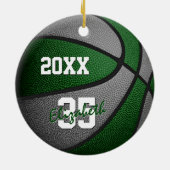 groen grijze jongens team kleuren basketbal keramisch ornament (Achterkant)