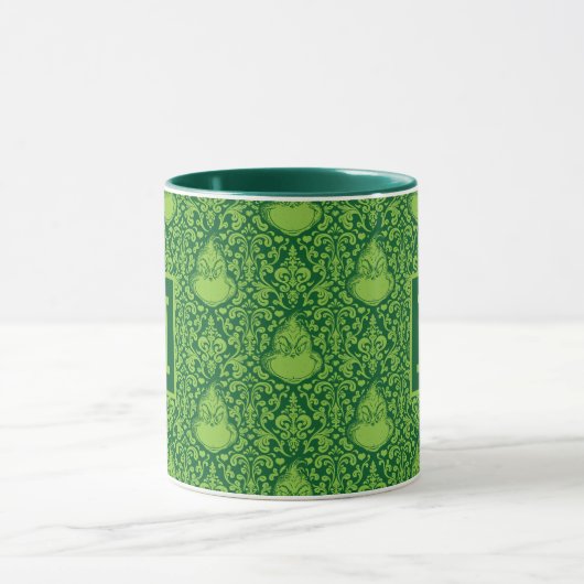 Groen Grinch Pattern | Uw monogram toevoegen Mok (Midden)
