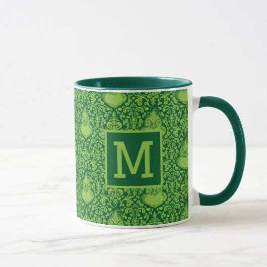Groen Grinch Pattern | Uw monogram toevoegen Mok (Rechts)