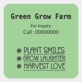 Groen groeien boerderij Contact nr. vierkant onder Vierkante Sticker