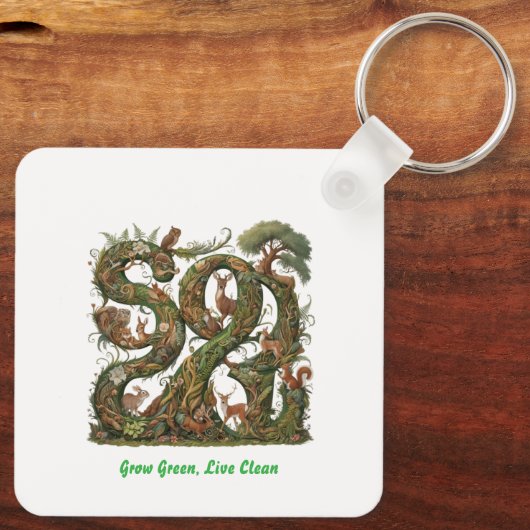 Groen groeien, schoon leven sleutelhanger (Achterkant)