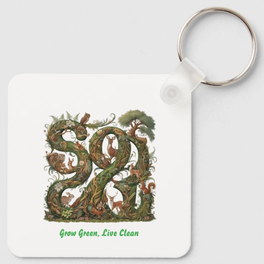 Groen groeien, schoon leven sleutelhanger (Achterkant)