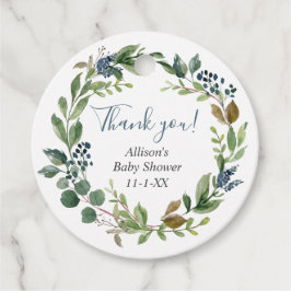 Groen groen blad stoffig blauw bloemig botanisch bedankjes labels