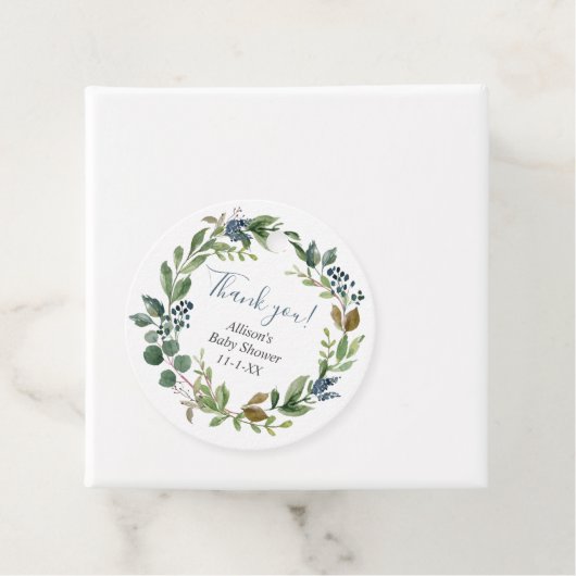 Groen groen blad stoffig blauw bloemig botanisch bedankjes labels (In situ)