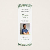 Groen Groen Foto Begrafenismonument Bladwijzer Mini Visitekaartjes (Voorkant)