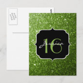 Groen groen glinsterende glitter Sweet 16 Briefkaart (Voorkant / Achterkant)