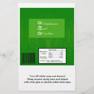 Groen/Groen Houten Graan Bruiloft Snoep Wrapper Flyer