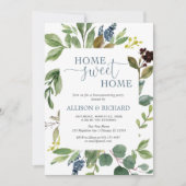 Groen groen laat stoffig blauw housewarming party kaart (Voorkant)