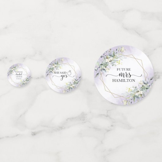 Groen Groen Waterverf Paars Bruidsdiner Confetti (Voorkanten)