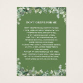 Groen groene foto rouwkaart bladwijzer visitekaartje (Achterkant)