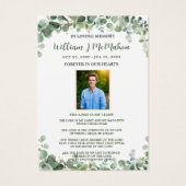 Groen groene foto rouwkaart bladwijzer visitekaartje (Voorkant)