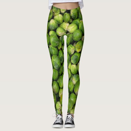 Groen groentepatroon in Brussel Leggings (Voorkant)